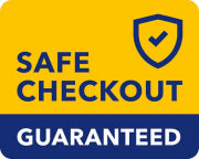 Safe Checkout Guaranteed logo on a yellow background