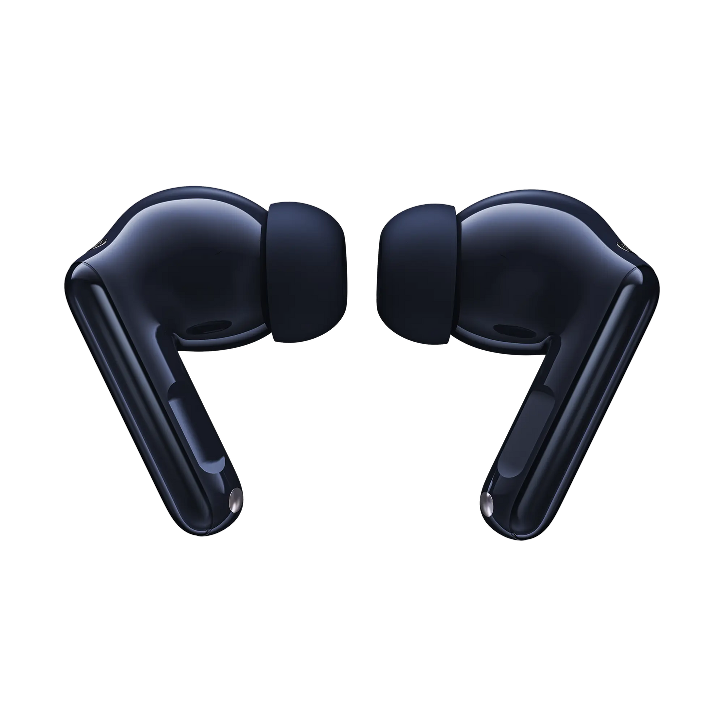 Blue Motorola Moto Buds 2 Plus earbuds, inner view.