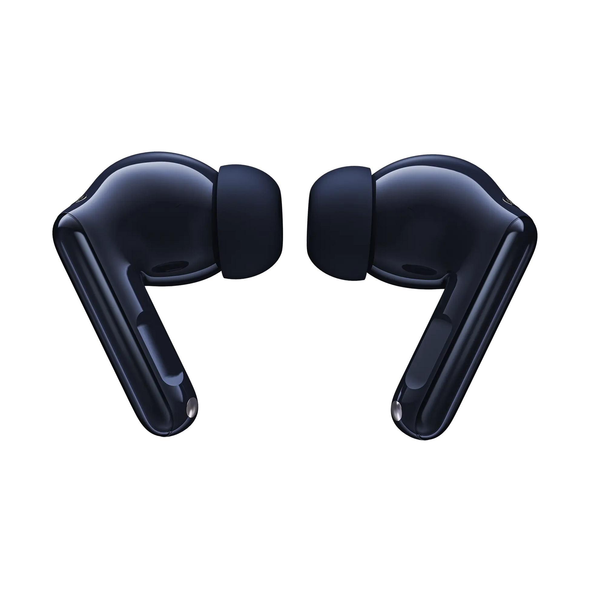Blue Motorola Moto Buds 2 Plus earbuds, inner view.