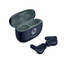 Blue Motorola Moto Buds 2 Plus with open charging case and both earbuds on a white background.