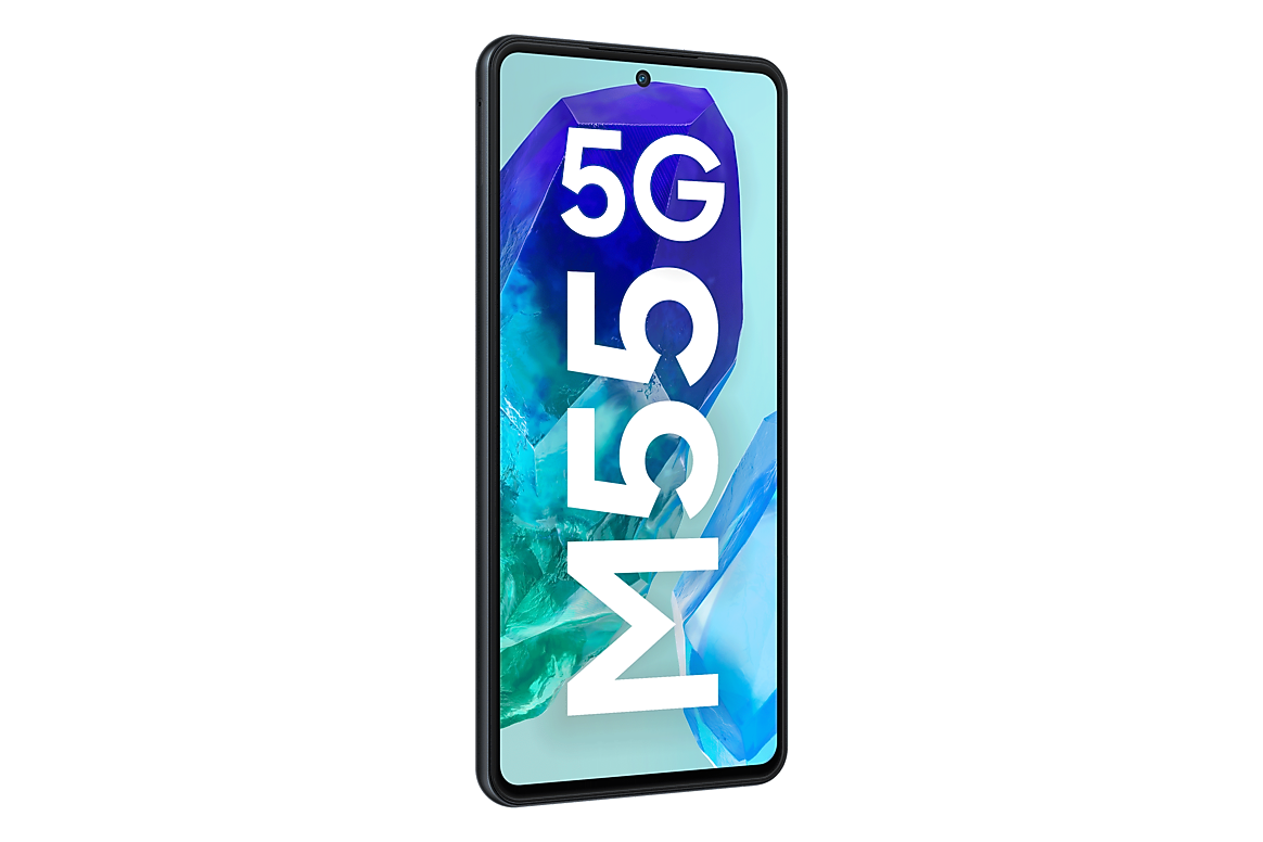 Samsung Galaxy M55 5G Denim Black, angled left view