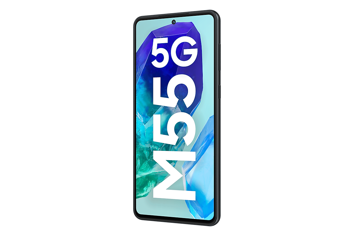 Samsung Galaxy M55 5G Denim Black, angled right view