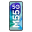Samsung Galaxy M55 5G Denim Black, front and rear view